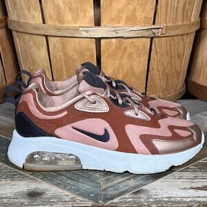 Nike Air Max 200 Holiday Sparkle Metallic Red Bronze Sneakers Womens Size 7